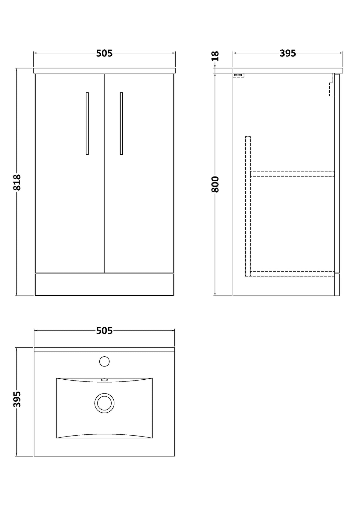 Modern Splash 500mm Midnight Blue 2 Door Floor Standing Vanity Unit With Minimalist Basin
