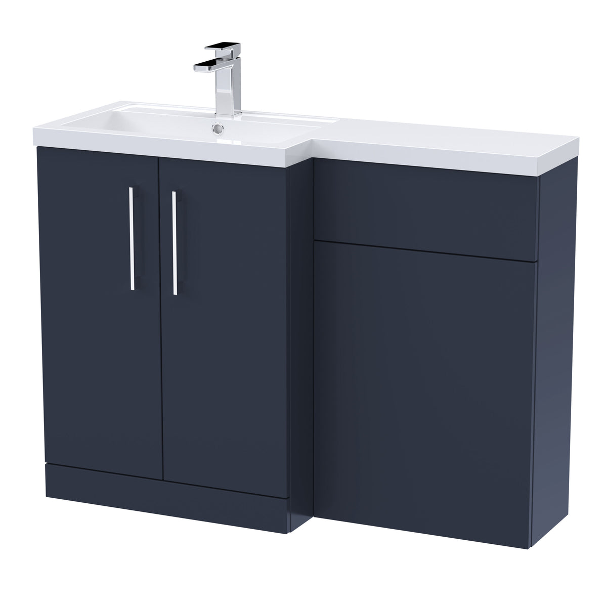 Modern Splash 1100mm Midnight Blue 2 Door Floor Standing Left-Hand Combination Unit With Polymarble Basin