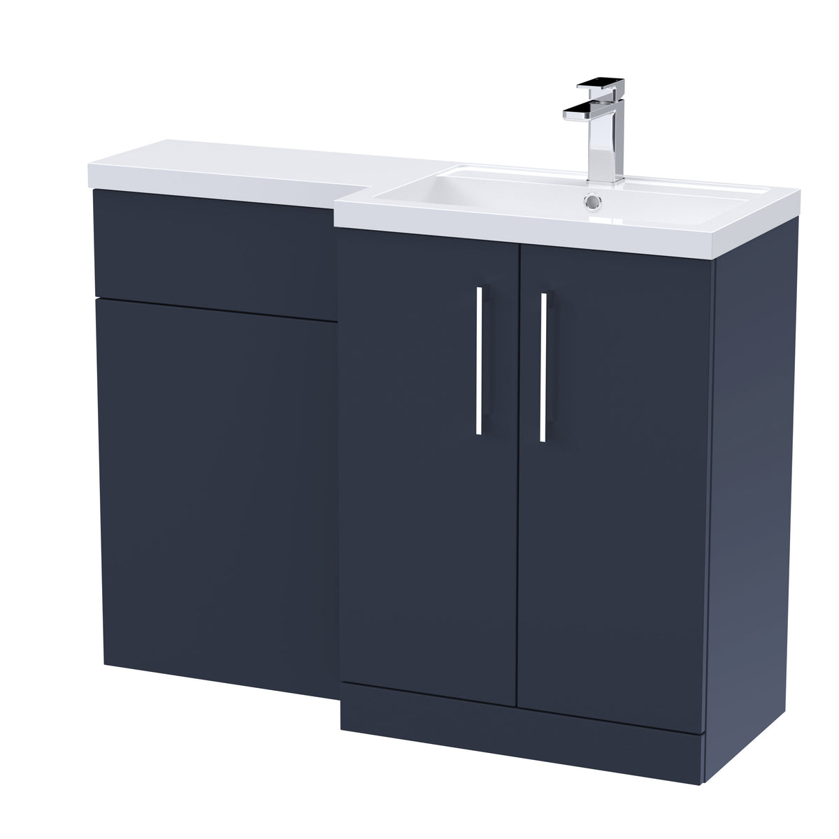 Modern Splash 1100mm Midnight Blue 2 Door Floor Standing Right-Hand Combination Unit With Polymarble Basin