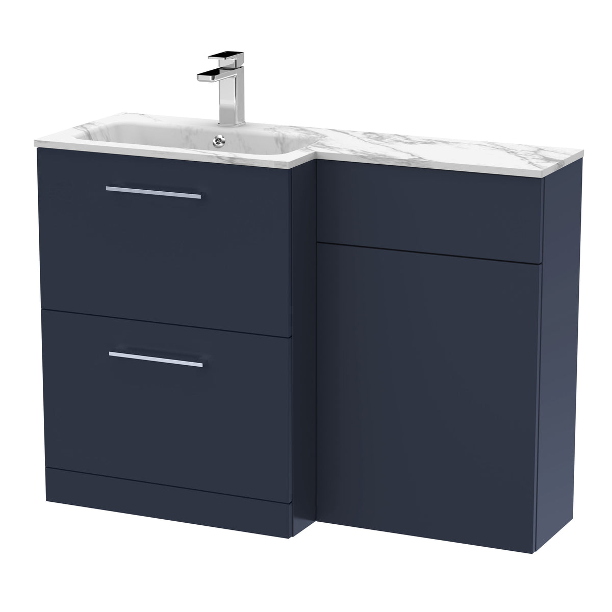 Modern Splash 1100mm Midnight Blue 2 Drawer Floor Standing Left-Hand Combination Unit With Stone Basin
