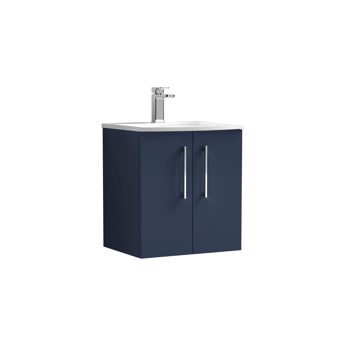 Modern Splash 500mm Midnight Blue 2 Door Wall Hung Vanity Unit With Curved Basin