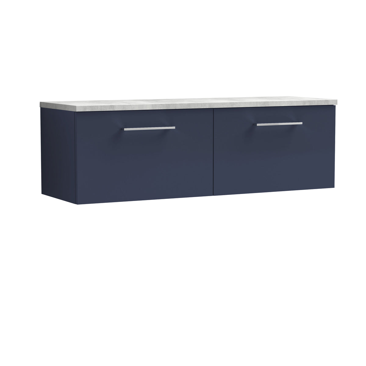 Modern Splash 1200mm Midnight Blue 2 Drawer Wall Hung Vanity Unit With Bellato Grey Worktop
