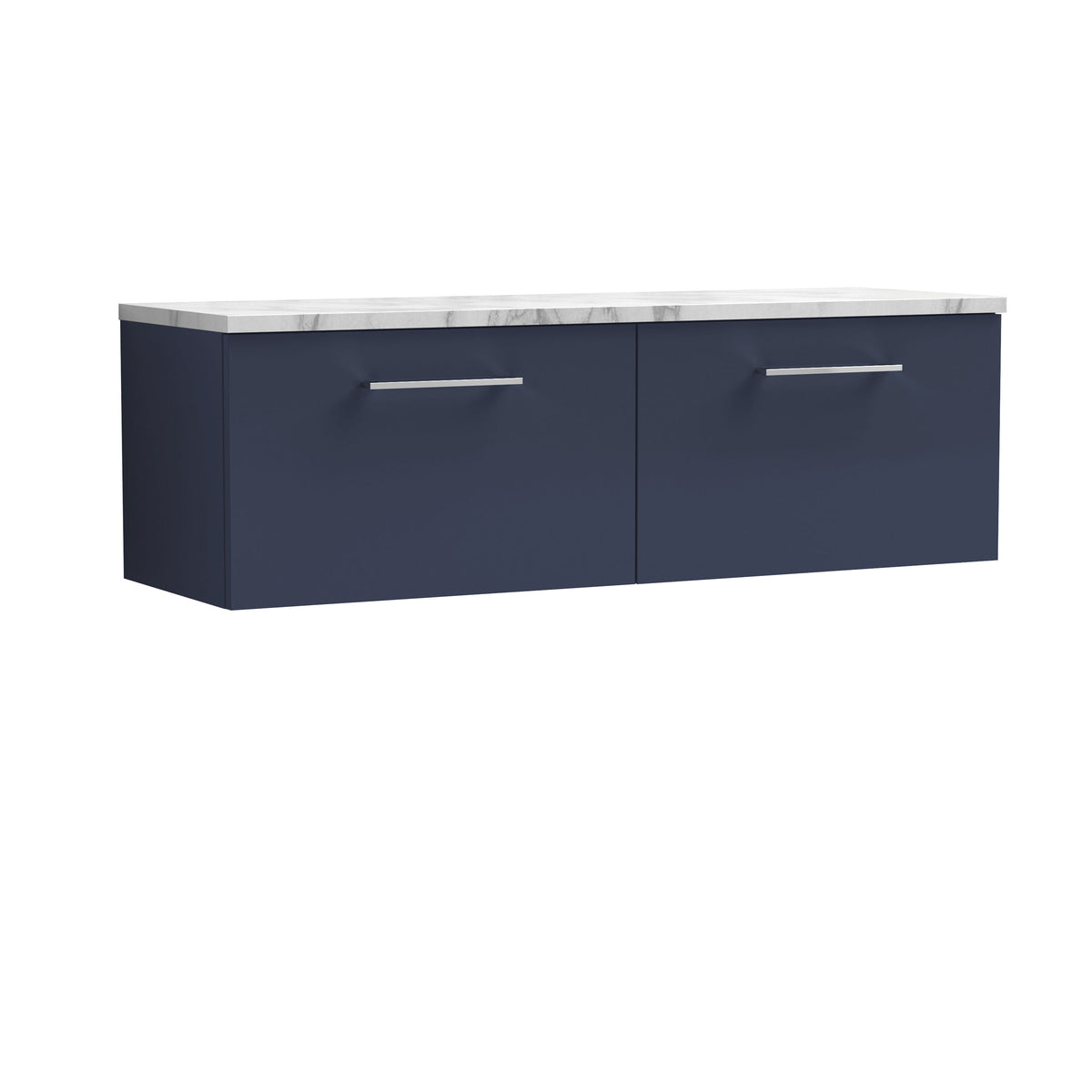 Modern Splash 1200mm Midnight Blue 2 Drawer Wall Hung Vanity With Carrara Laminate Worktop