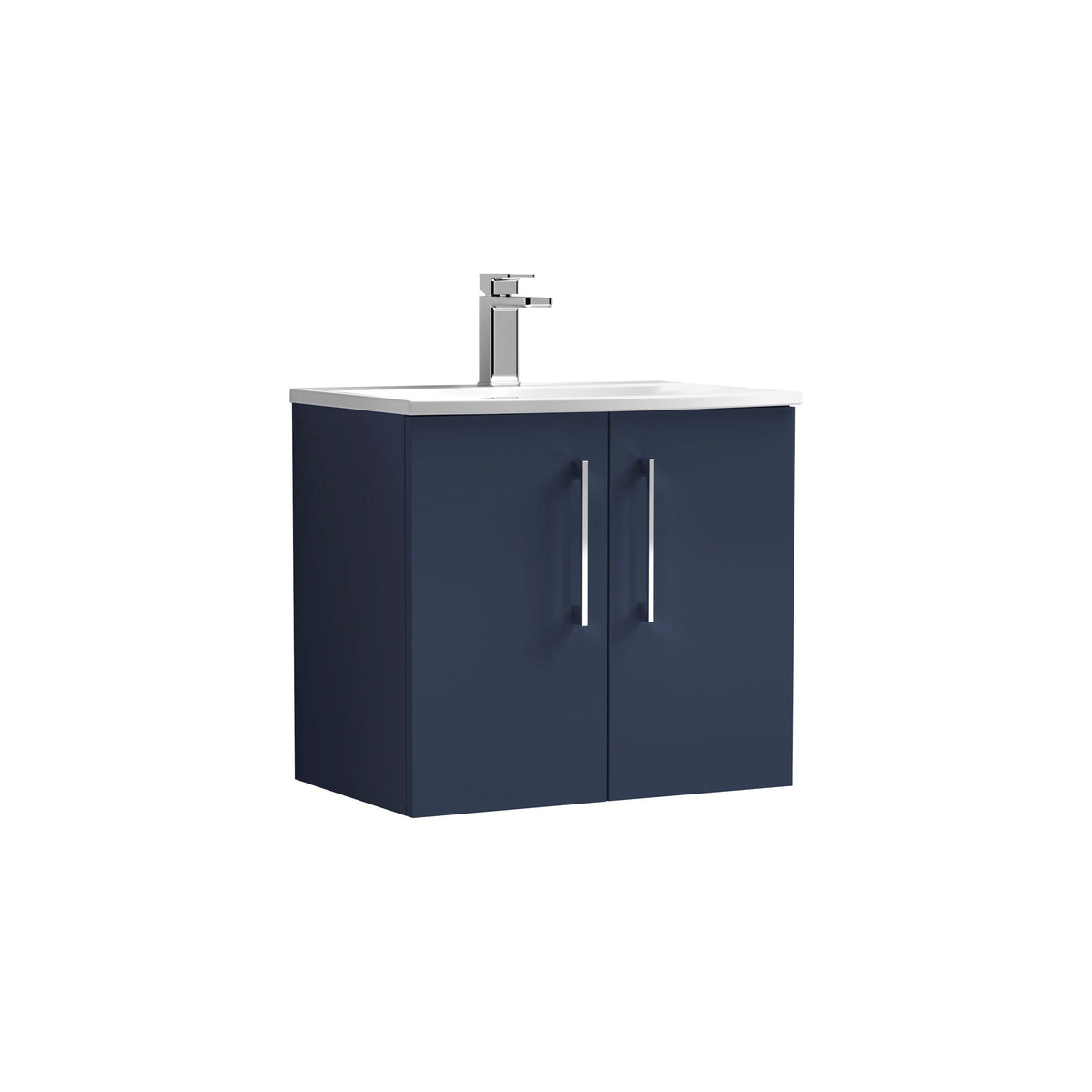 Modern Splash 600mm Midnight Blue 2 Door Wall Hung Vanity Unit With Curved Basin