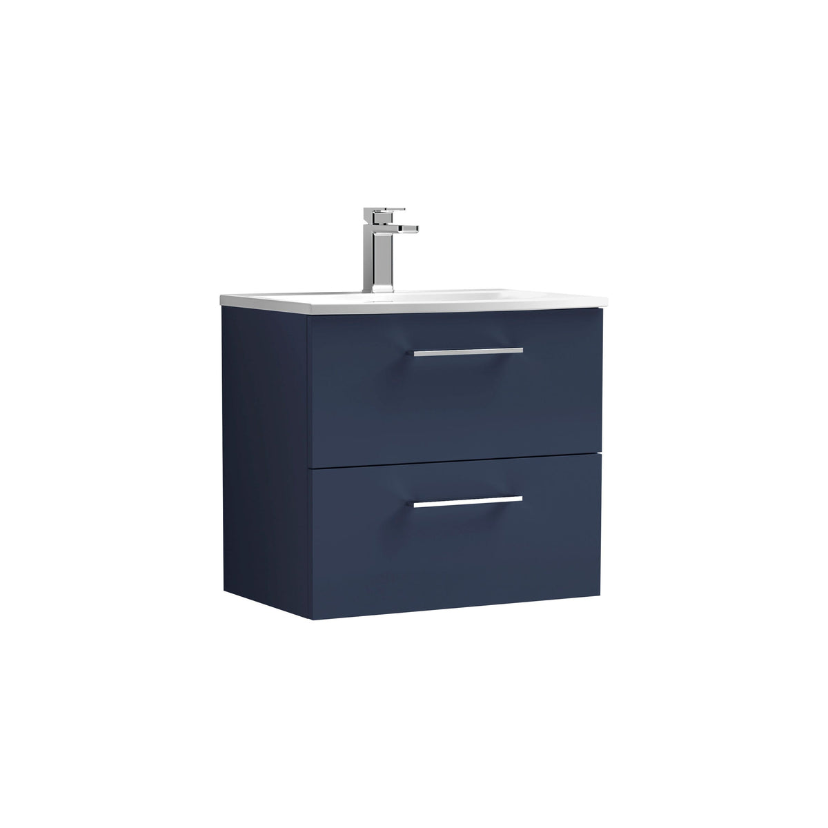 Modern Splash 600mm Midnight Blue 2 Drawer Wall Hung Vanity Unit With Curved Basin