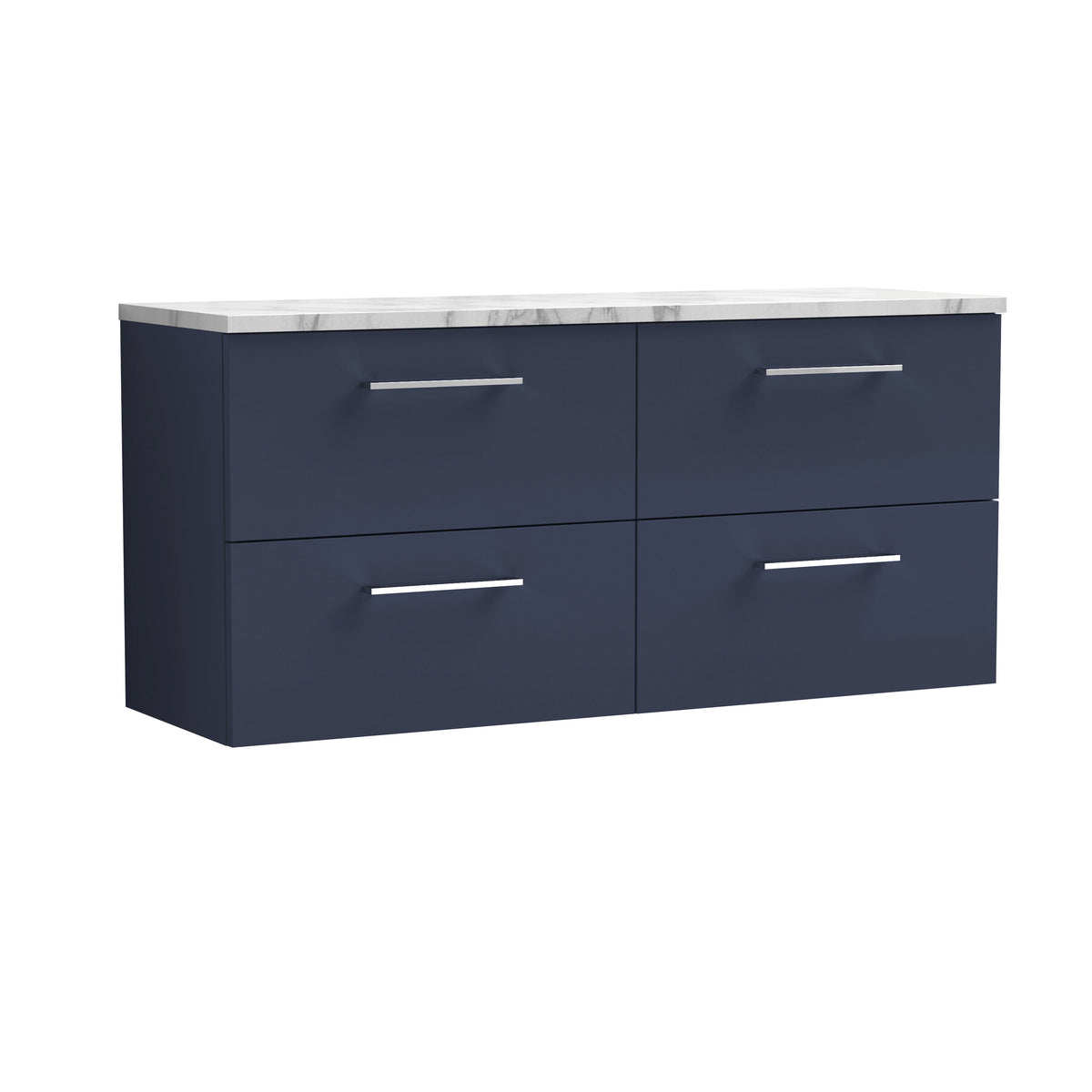 Modern Splash 1200mm Midnight Blue 4 Drawer Wall Hung Vanity With Carrara Laminate Worktop