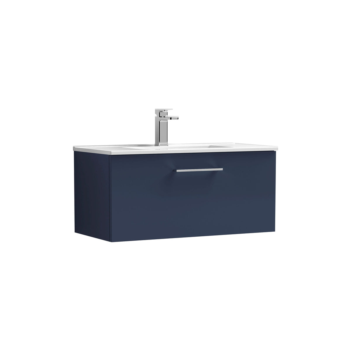 Modern Splash 800mm Midnight Blue 1 Drawer Wall Hung Vanity Unit With Minimalist Basin