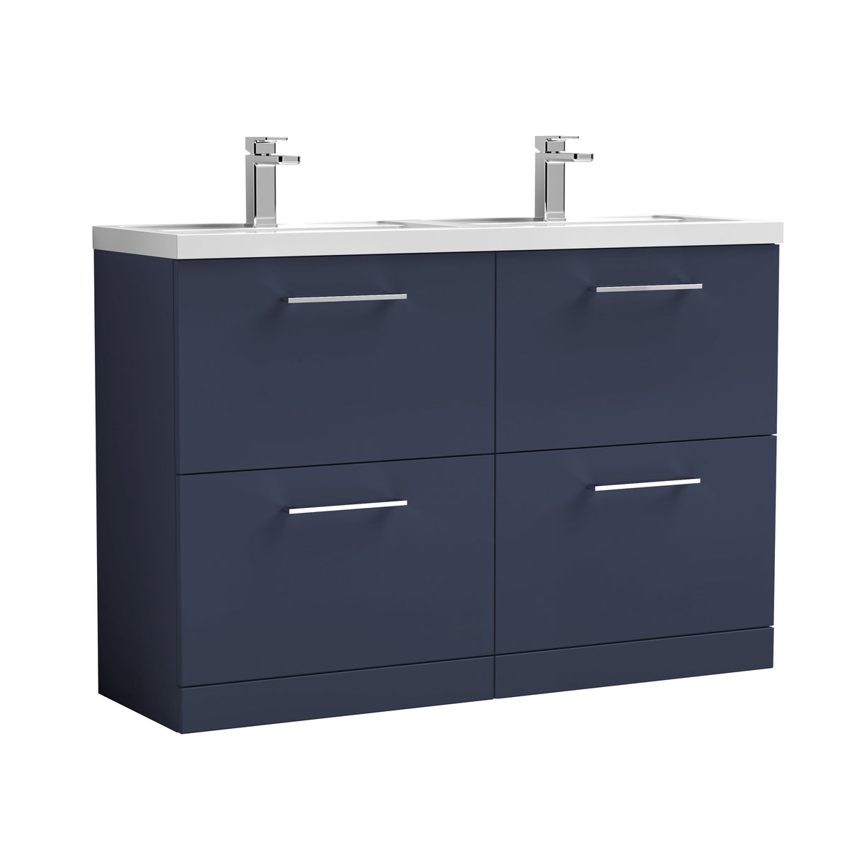 Modern Splash 1200mm Midnight Blue 4 Drawer Floor Standing Vanity Unit With 2 Tap Hole Polymarble basin