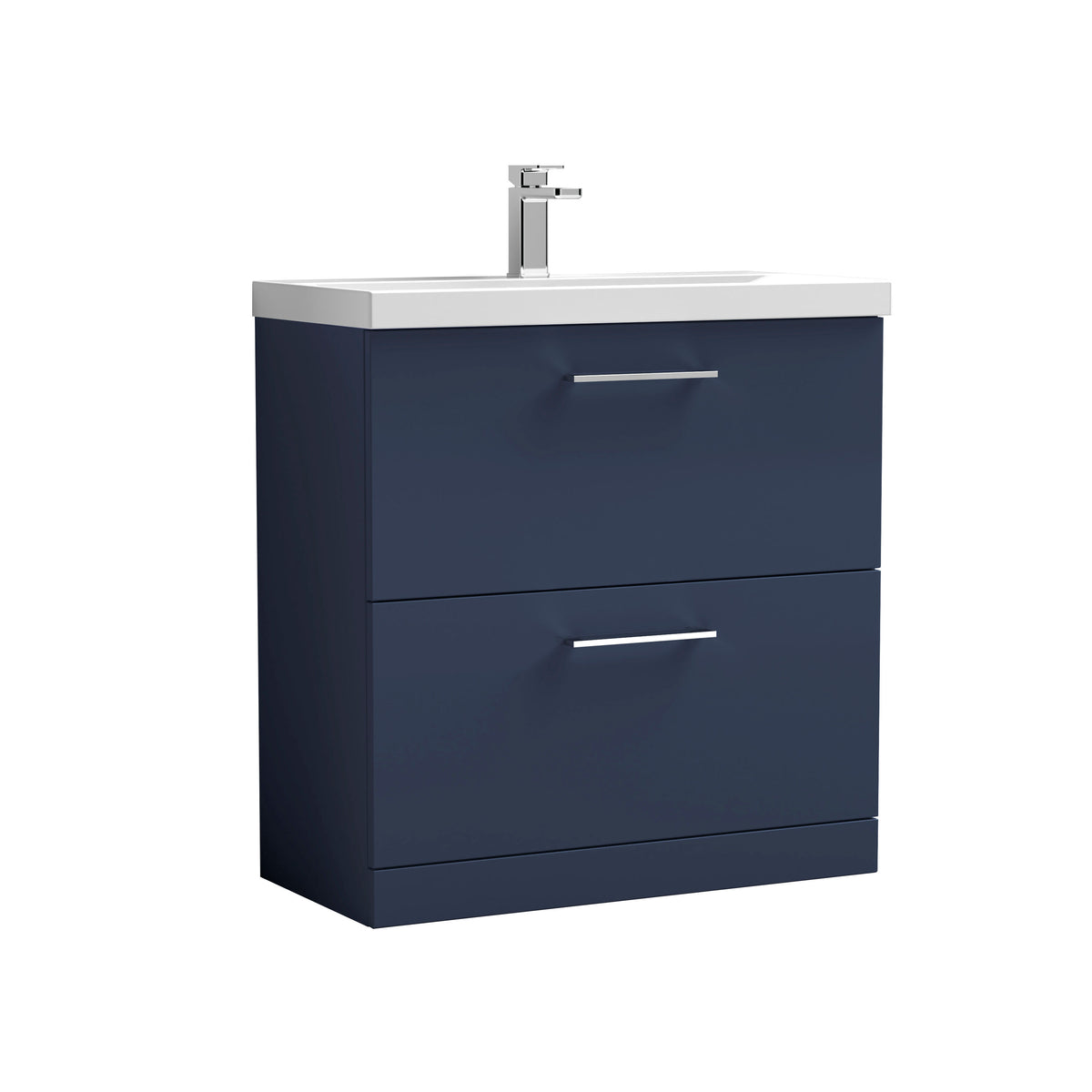Modern Splash 800mm Midnight Blue 2 Drawer Floor Standing Vanity Unit With Mid-Edge Basin