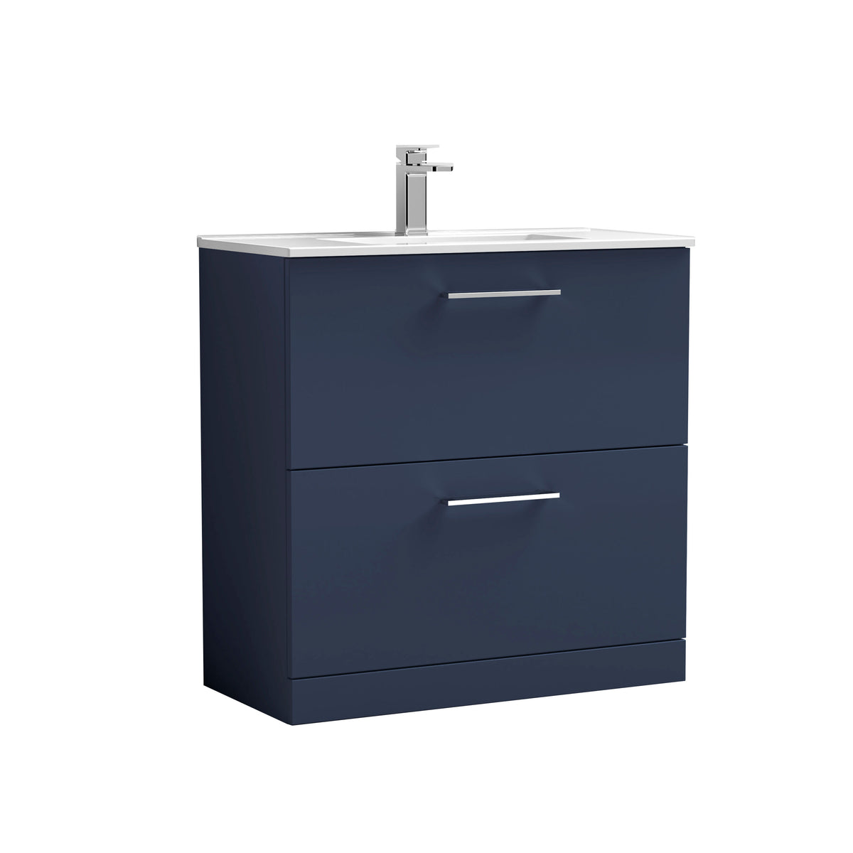 Modern Splash 800mm Midnight Blue 2 Drawer Floor Standing Vanity Unit With Minimalist Basin