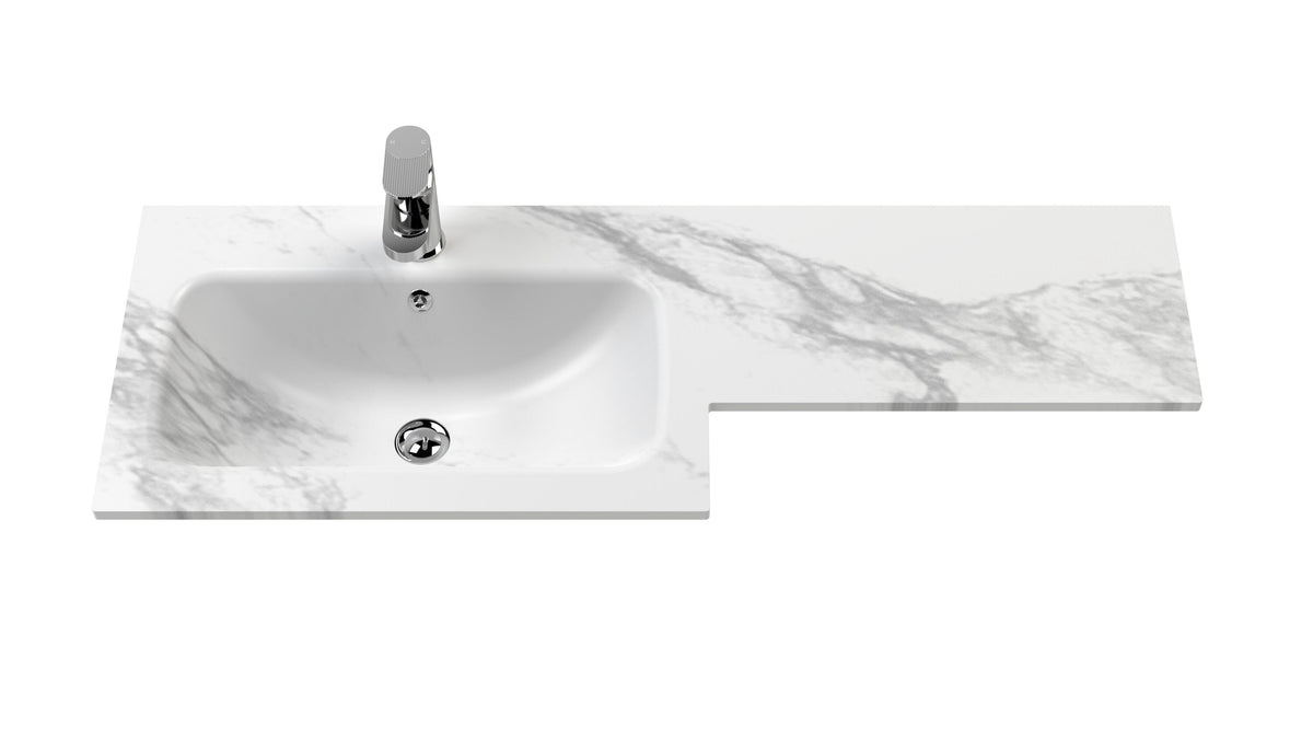 Modern Splash 1100mm Bleached Oak 2 Door Floor Standing Left-Hand Combination Unit With Stone Basin