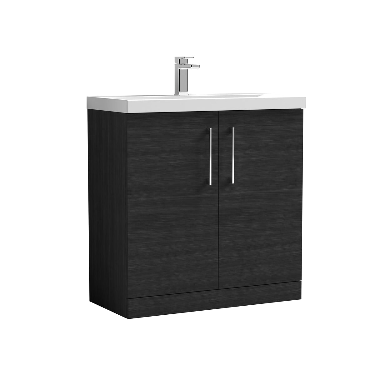 Modern Splash 800mm Charcoal Black 2 Door Floor Standing Vanity Unit With Mid-Edge Basin