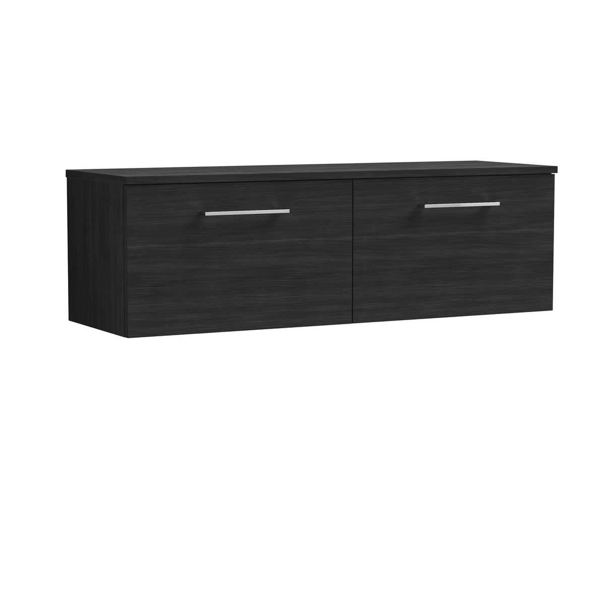 Modern Splash 1200mm Charcoal Black 2 Drawer Wall Hung Vanity Unit With Co-ordinating Worktop