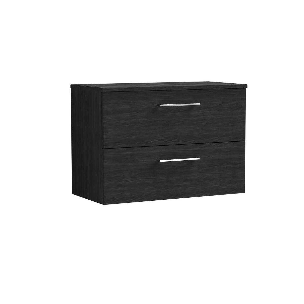 Modern Splash 805mm Charcoal Black 2 Drawer Wall Hung Vanity Unit With Co-ordinating Worktop