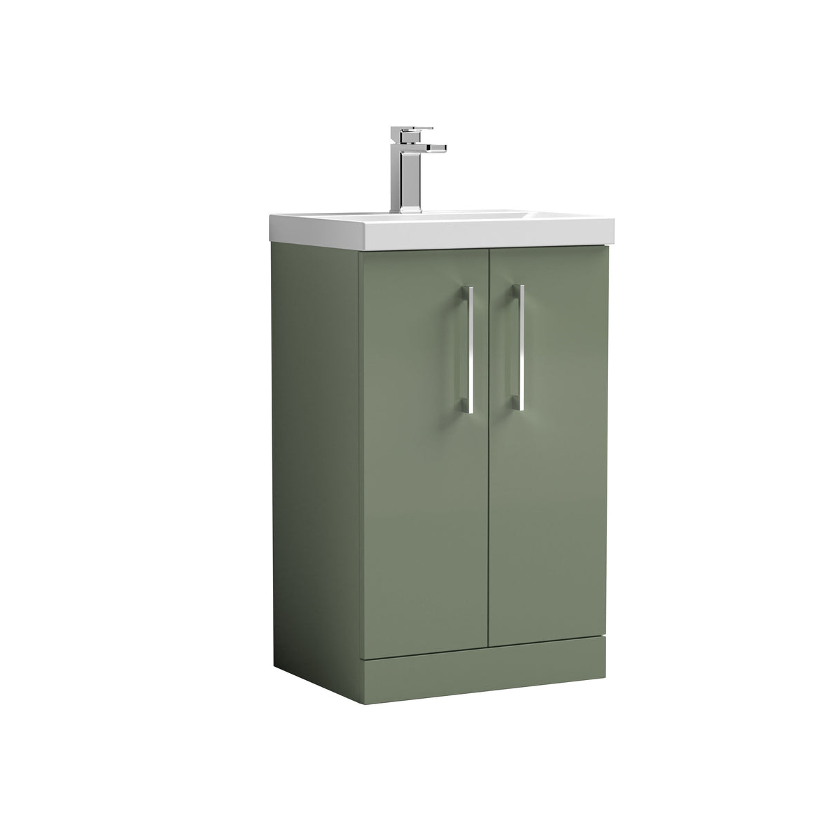 Modern Splash Arno 500mm Satin Green 2 Door Floor Standing Vanity Unit With Mid-Edge Basin