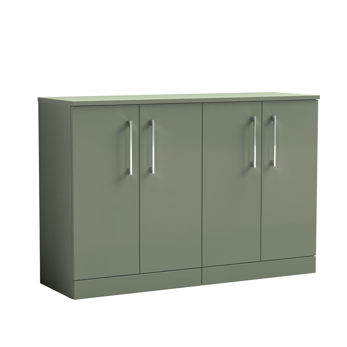 Modern Splash 1200mm Satin Green 2 Door Floor Standing Vanity Unit With Co-ordinating Worktop