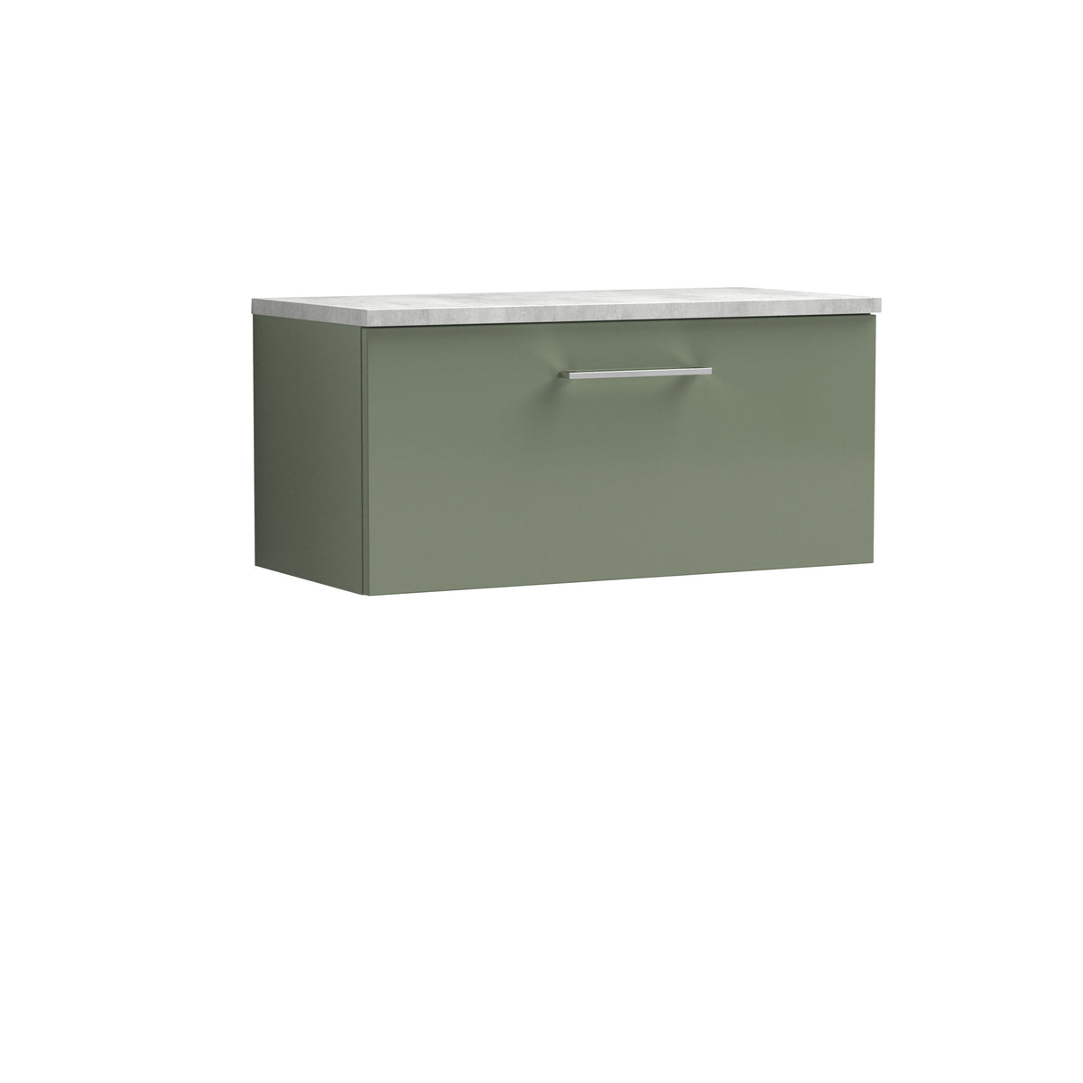 Modern Splash 800mm Satin Green Wall Hung Vanity Unit With Bellato Grey Worktop