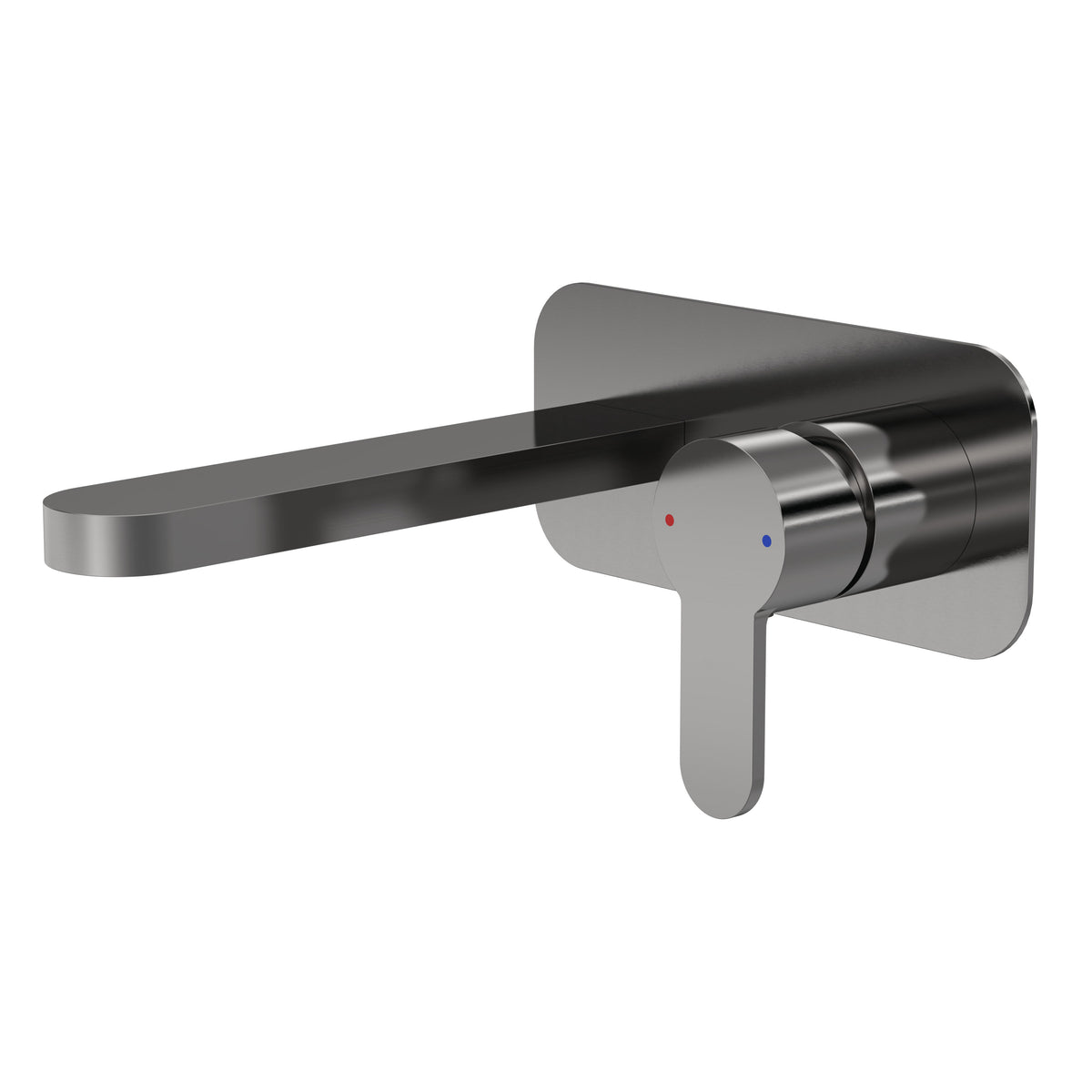 Modern Splash Brushed Wall Mounted 2 Tap Hole Pewter Basin Mixer