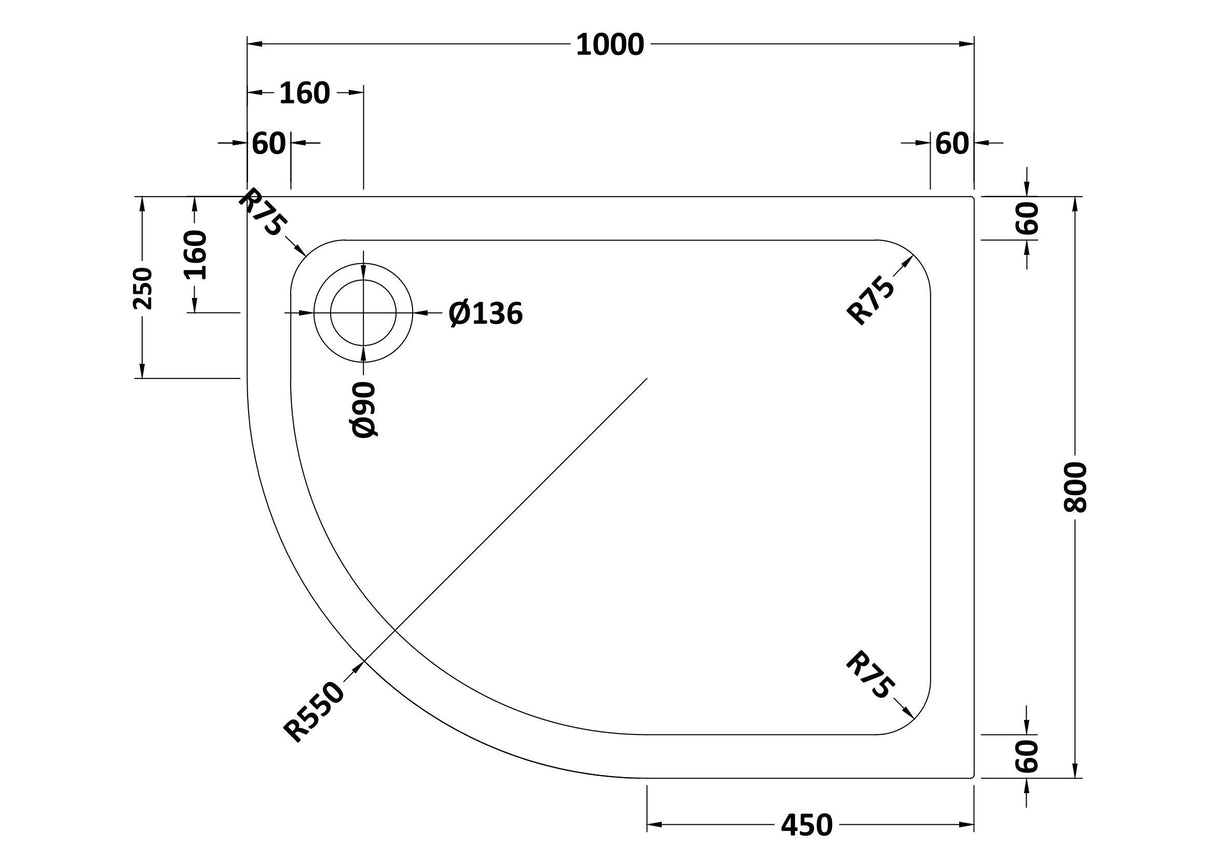 Shower Stone Tray Size