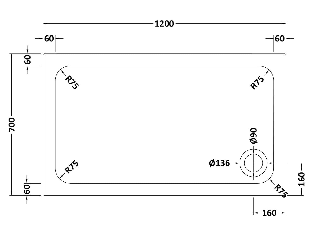 Shower Stone Tray Size
