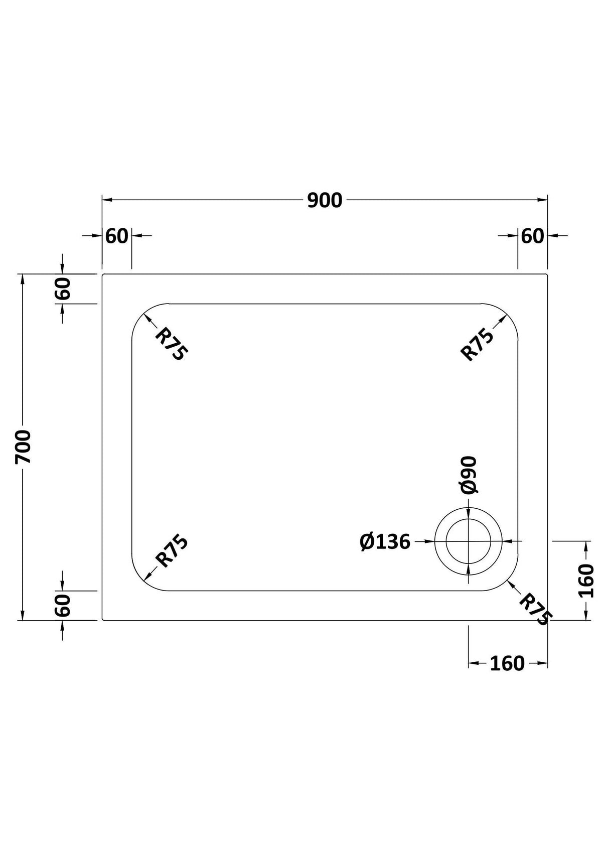 Shower Stone Tray Size