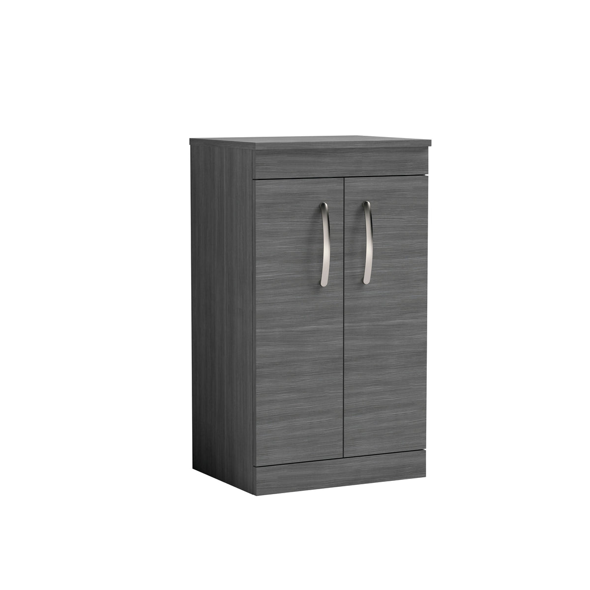 Modern Splash 500mm Anthracite Woodgrain 2 Door Floor Standing Vanity Unit With Co-ordinating Worktop