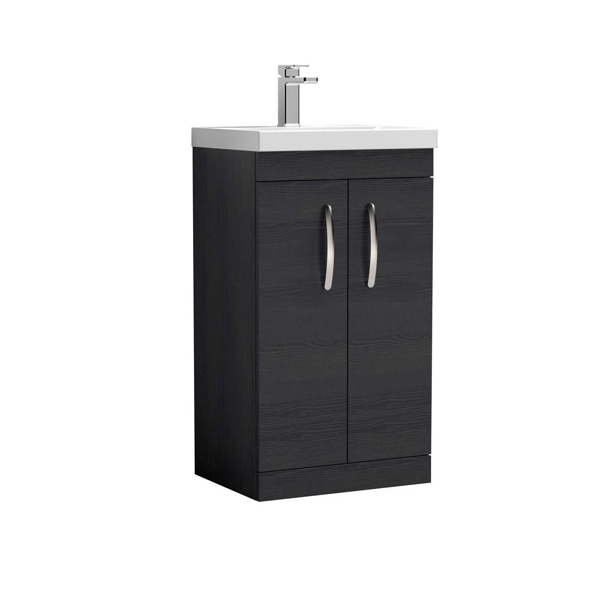 Modern Splash 500mm Charcoal Black 2 Door Floor Standing Vanity Unit With Mid-Edge Basin