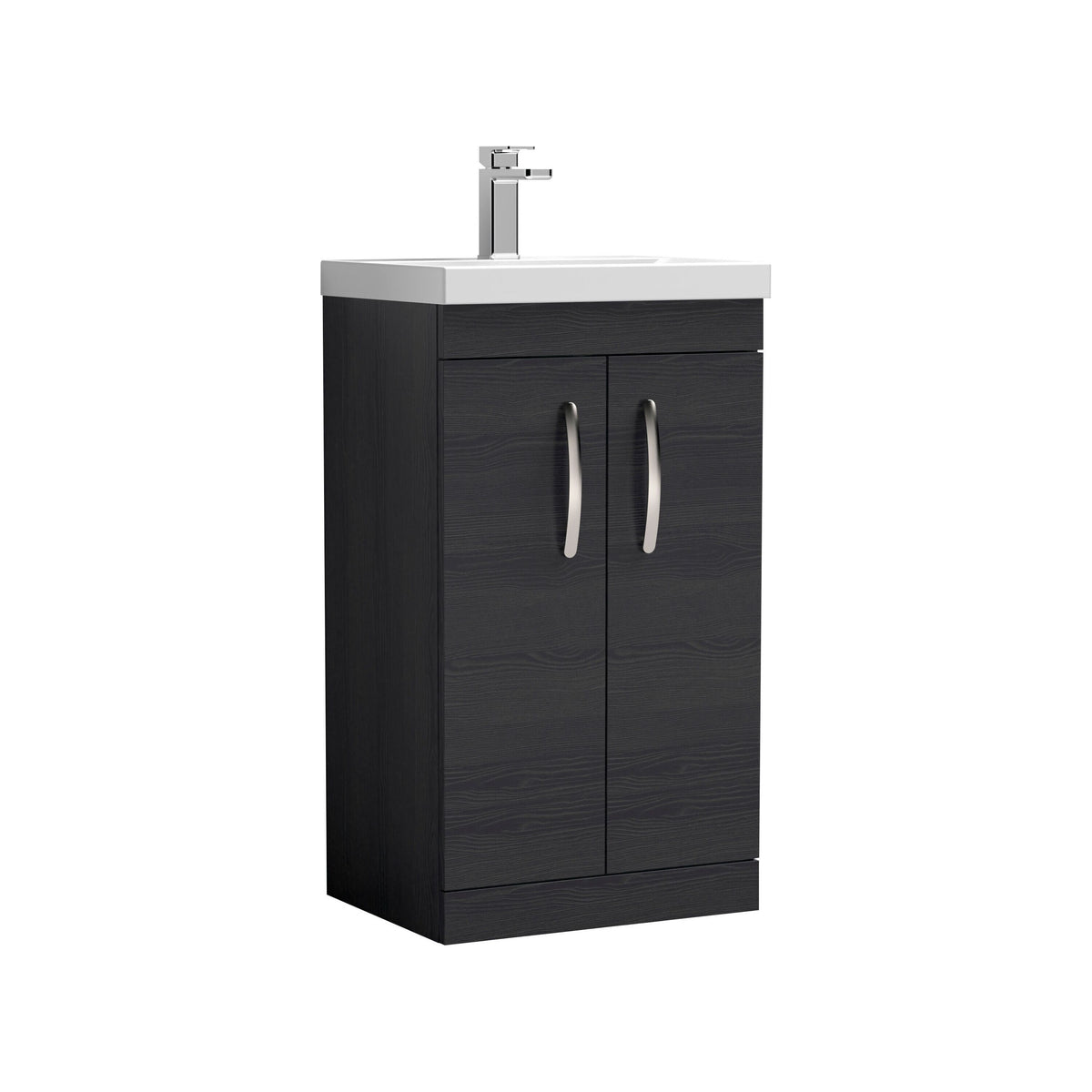 Modern Splash 500mm Charcoal Black 2 Door Floor Standing Vanity Unit With Thin Edge Basin