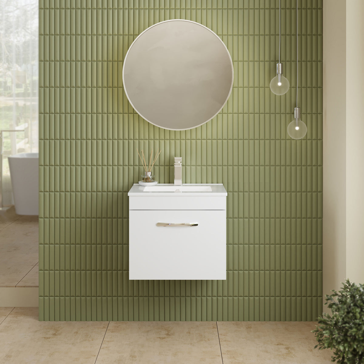 Modern Splash 500mm Gloss White 1 Drawer Wall Hung Vanity Unit With Minimalist Basin