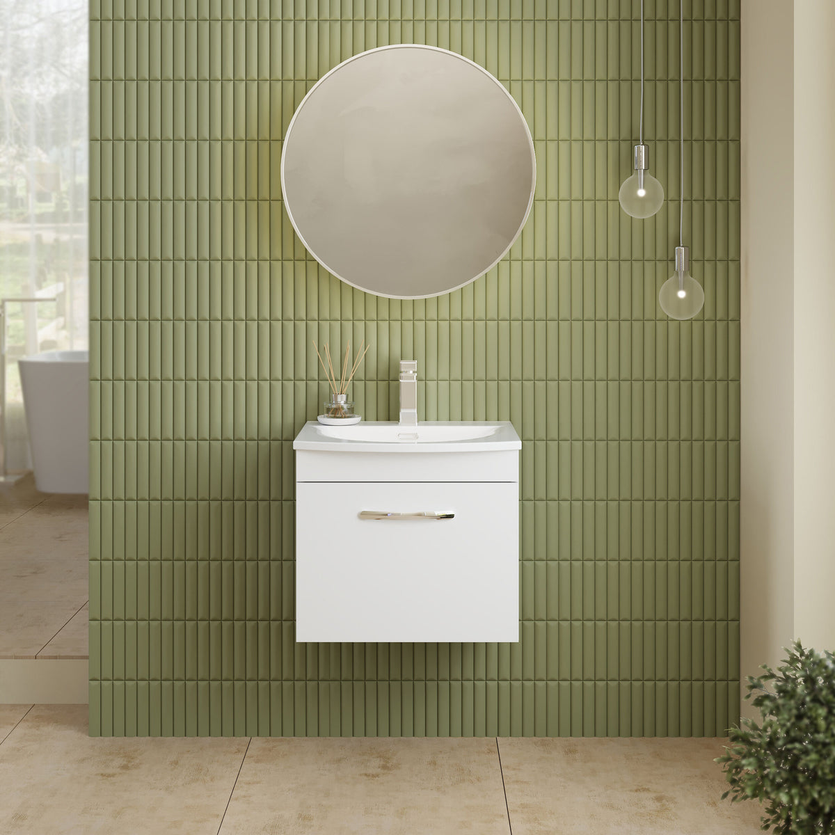 Modern Splash 500mm Gloss White 1 Drawer Wall Hung Vanity Unit With Curved Basin