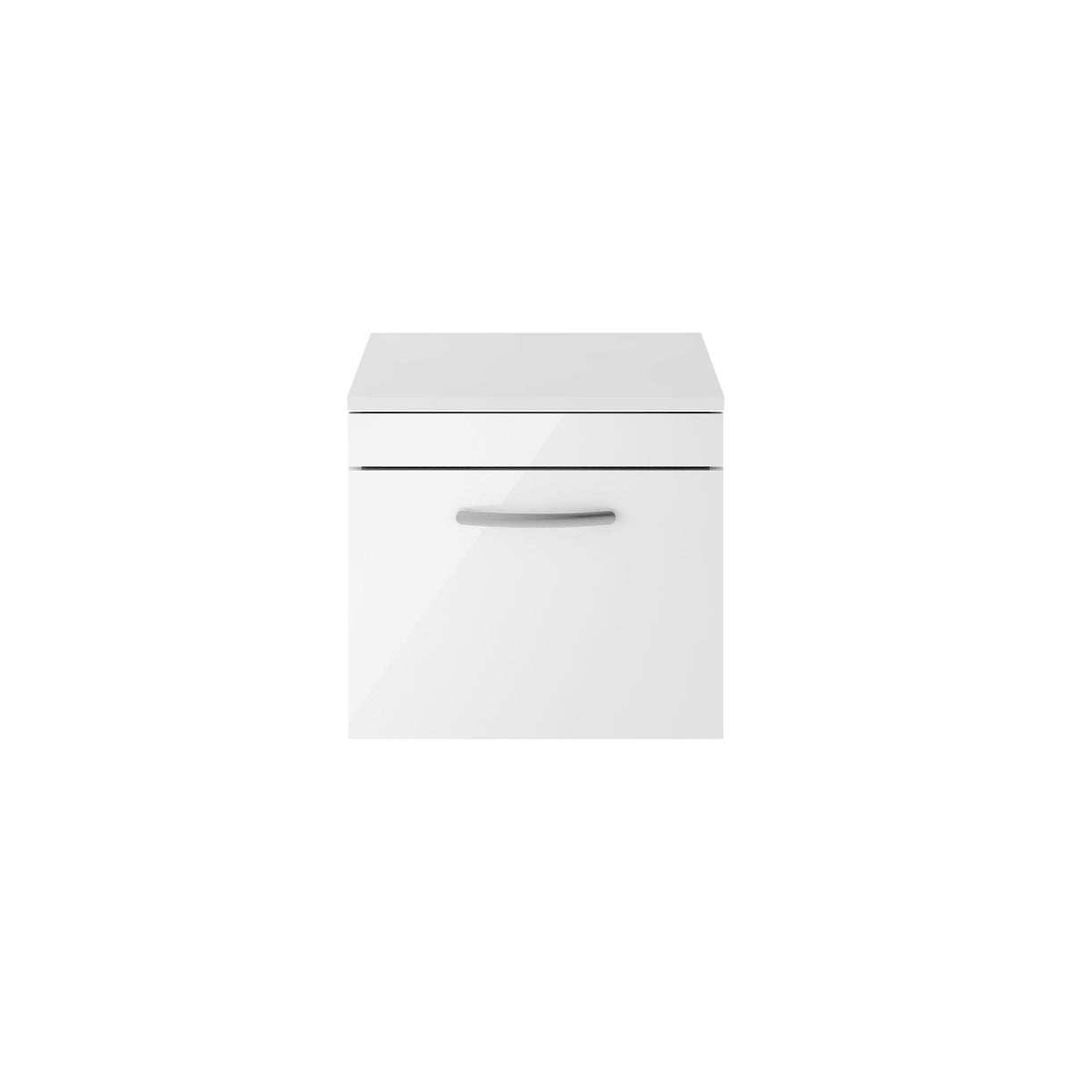 Modern Splash 500mm Gloss White 1 Drawer Wall Hung Vanity Unit With Co-ordinating Worktop