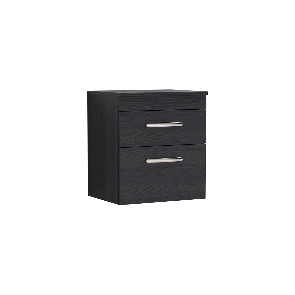 Modern Splash 500mm Charcoal Black 2 Drawer Wall Hung Vanity Unit With Co-ordinating Worktop