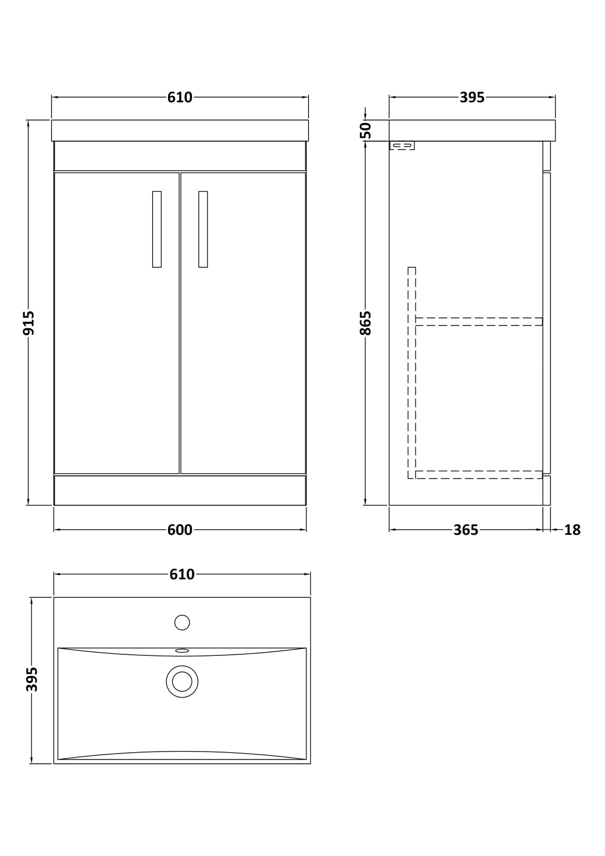 Modern Splash 600mm Anthracite Woodgrain 2 Door Floor Standing Vanity Unit With Thin Edge Basin