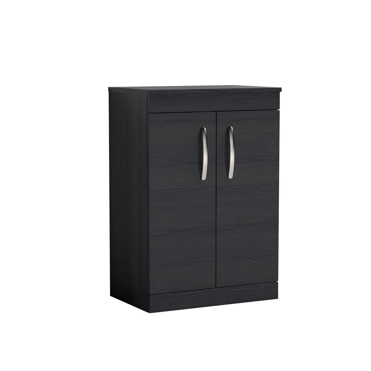 Modern Splash 600mm Charcoal Black 2 Door Floor Standing Vanity Unit With Co-ordinating Worktop