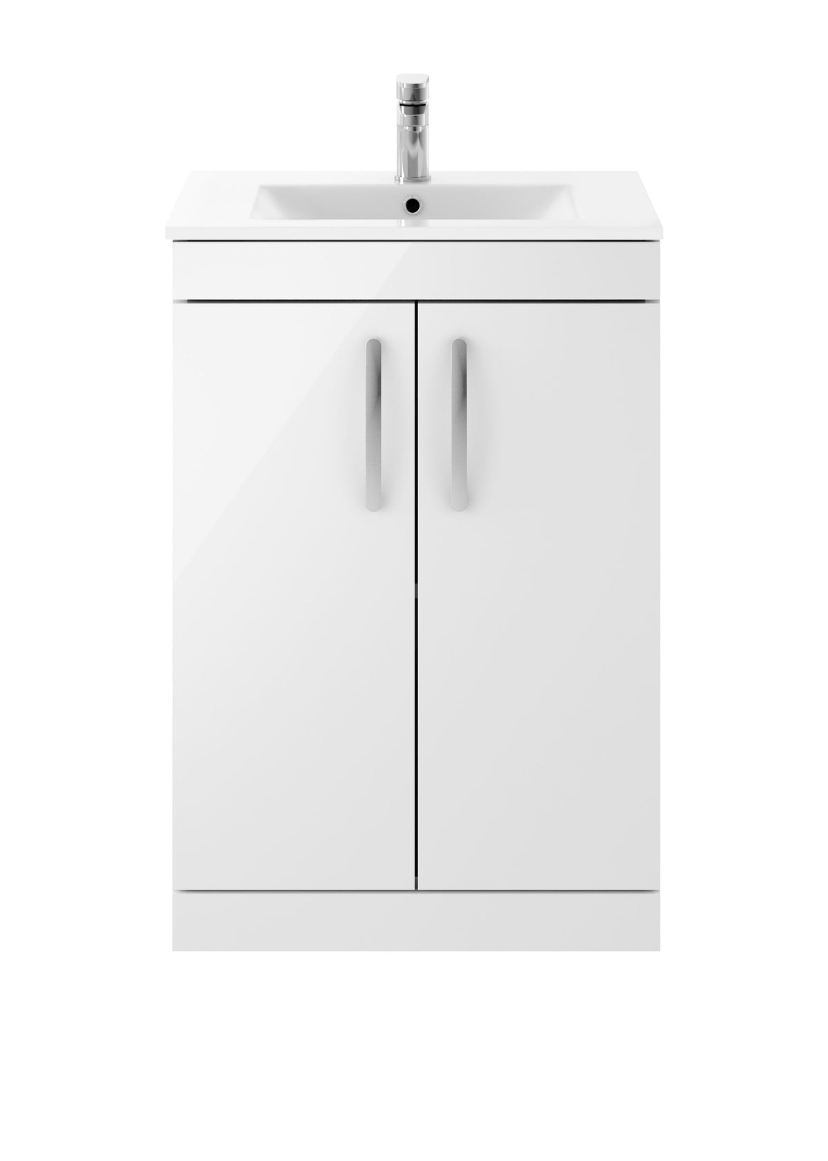 Modern Splash 600mm Gloss White 2 Door Floor Standing Vanity Unit With Minimalist Basin