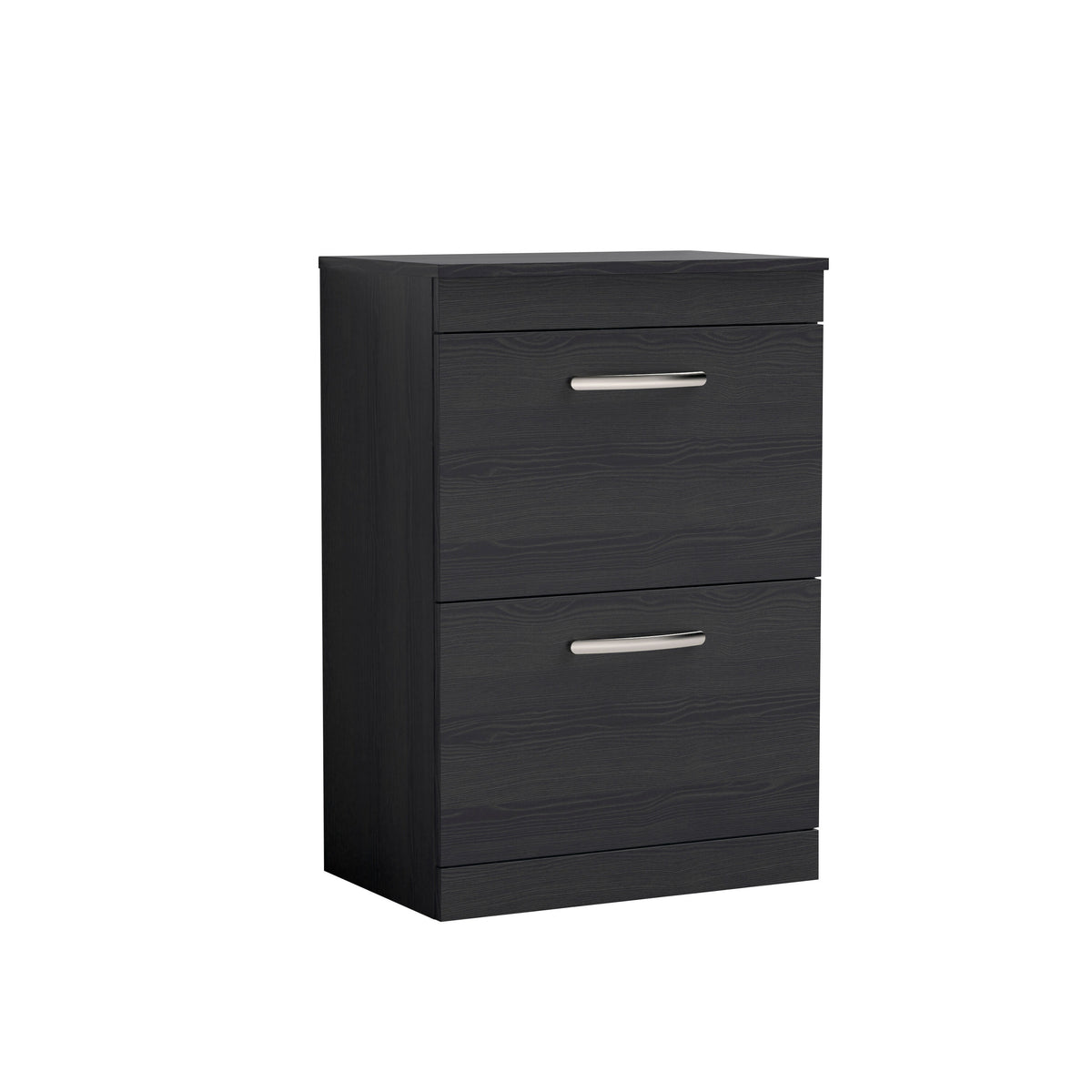 Modern Splash 600mm Charcoal Black 2 Drawer Floor Standing Vanity Unit With Co-ordinating Worktop
