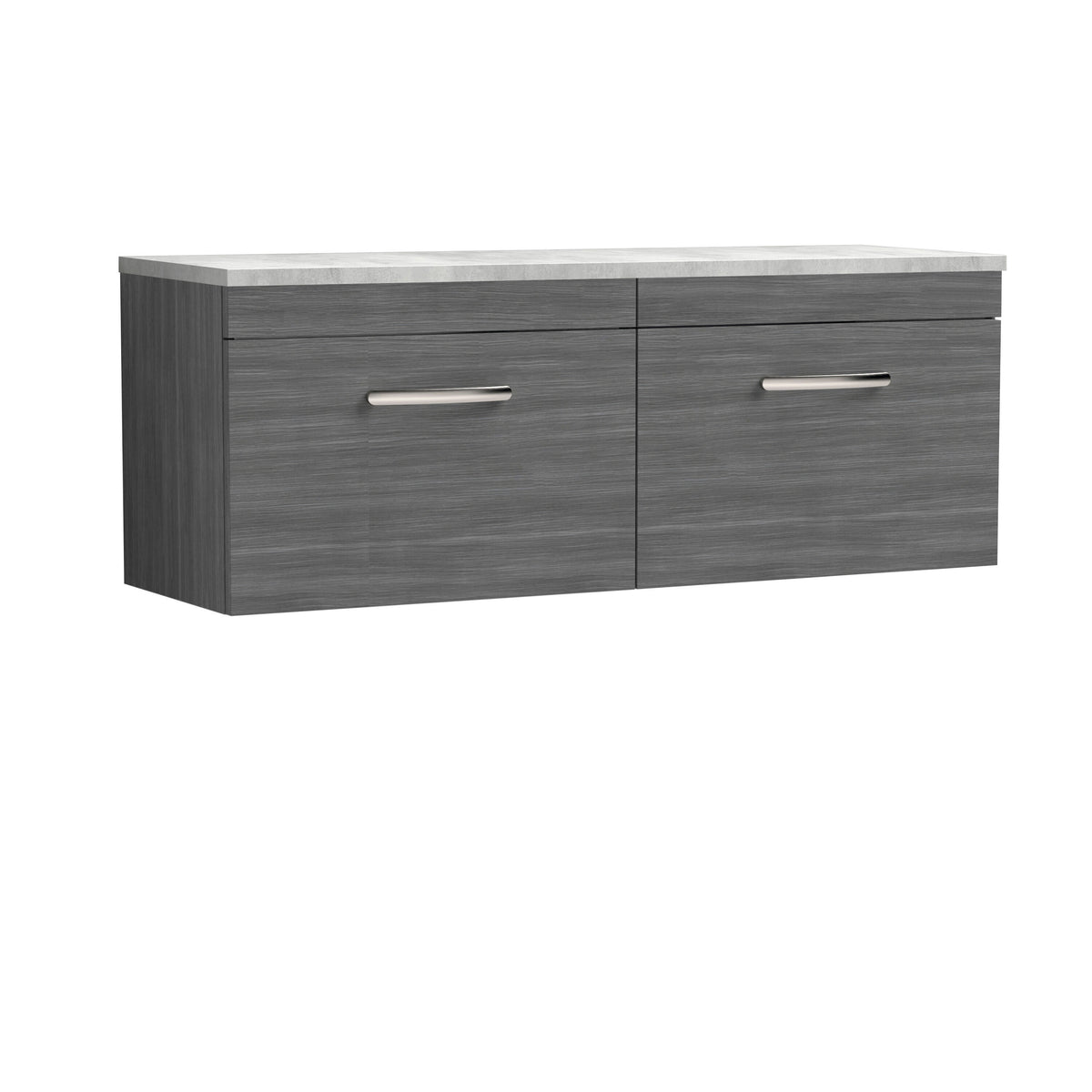 Modern Splash 1200mm 2 Drawer Wall Hung Vanity Unit With Bellato Grey Worktop
