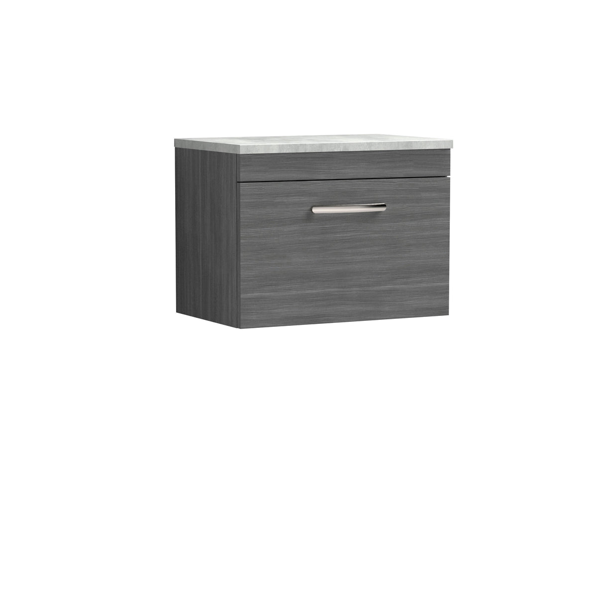 Modern Splash 600mm 1 Drawer Wall Hung Vanity Unit With Bellato Grey Worktop