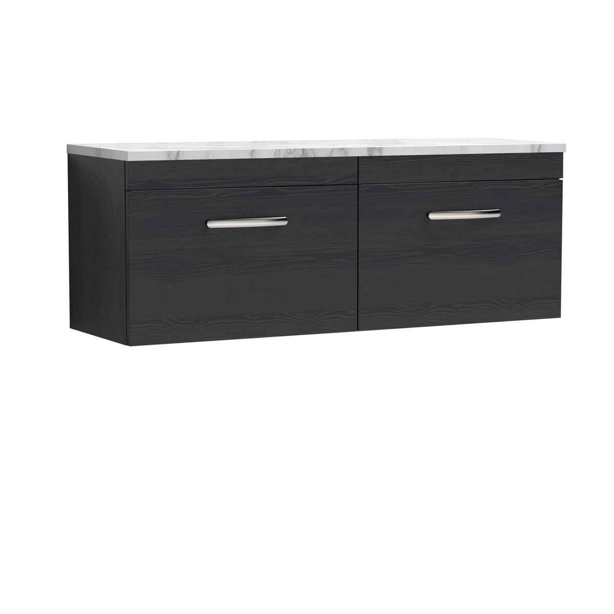 Modern Splash 1200mm Charcoal Black 2 Drawer Wall Hung Vanity With Carrara Laminate Worktop