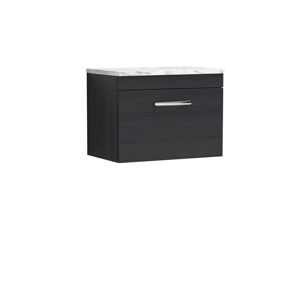 Modern Splash 600mm Charcoal Black 1 Drawer Wall Hung Vanity Unit With Laminate Charcoal Black Worktop