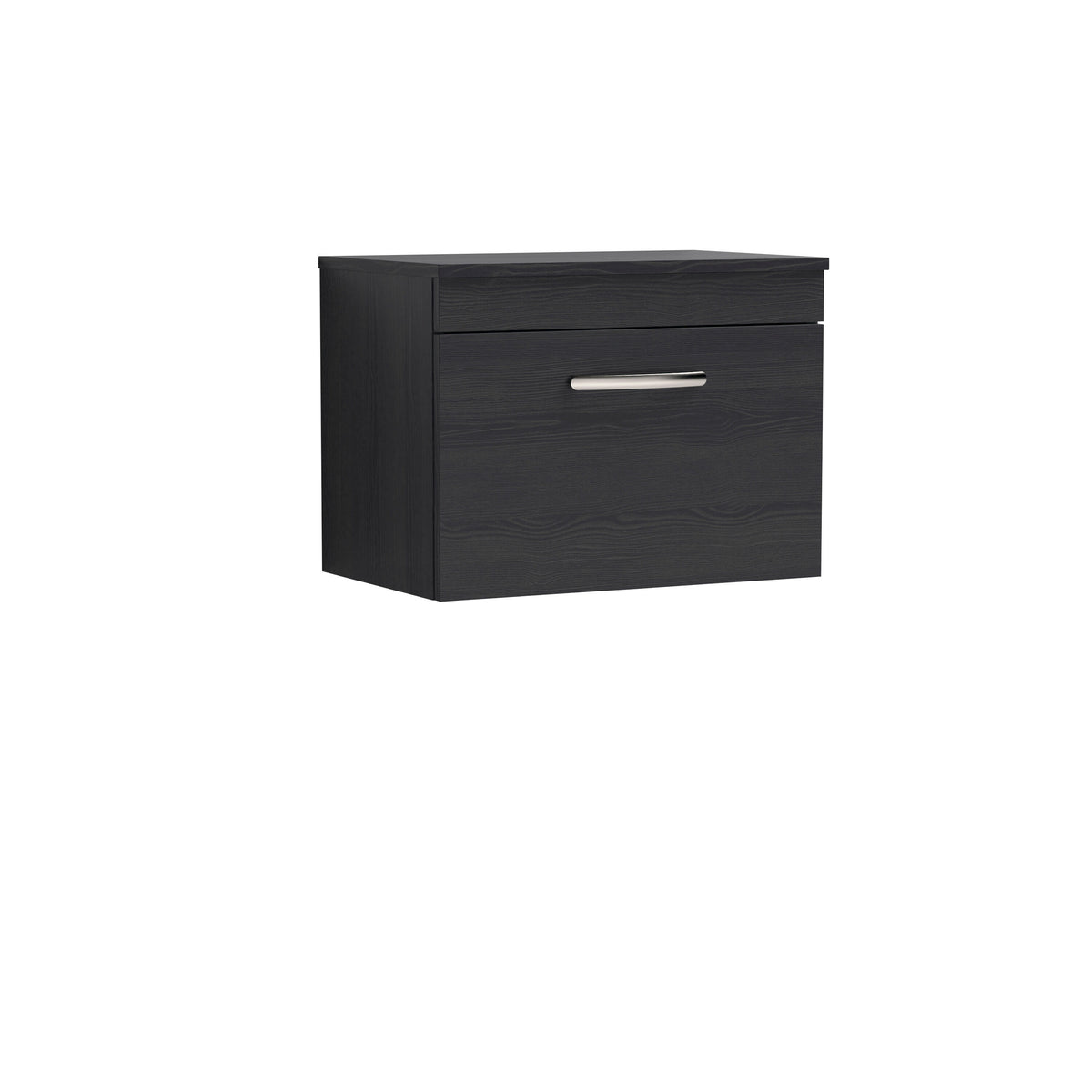 Modern Splash 600mm Charcoal Black 1 Drawer Wall Hung Vanity Unit With Co-ordinating Worktop