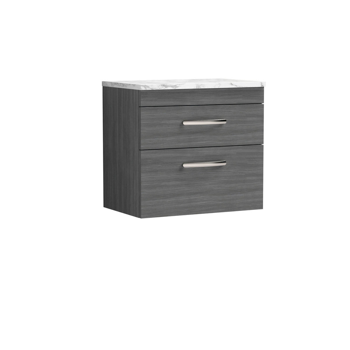 Modern Splash 600mm 2 Drawer Wall Hung Vanity Unit With Laminate Anthracite Woodgrain Worktop