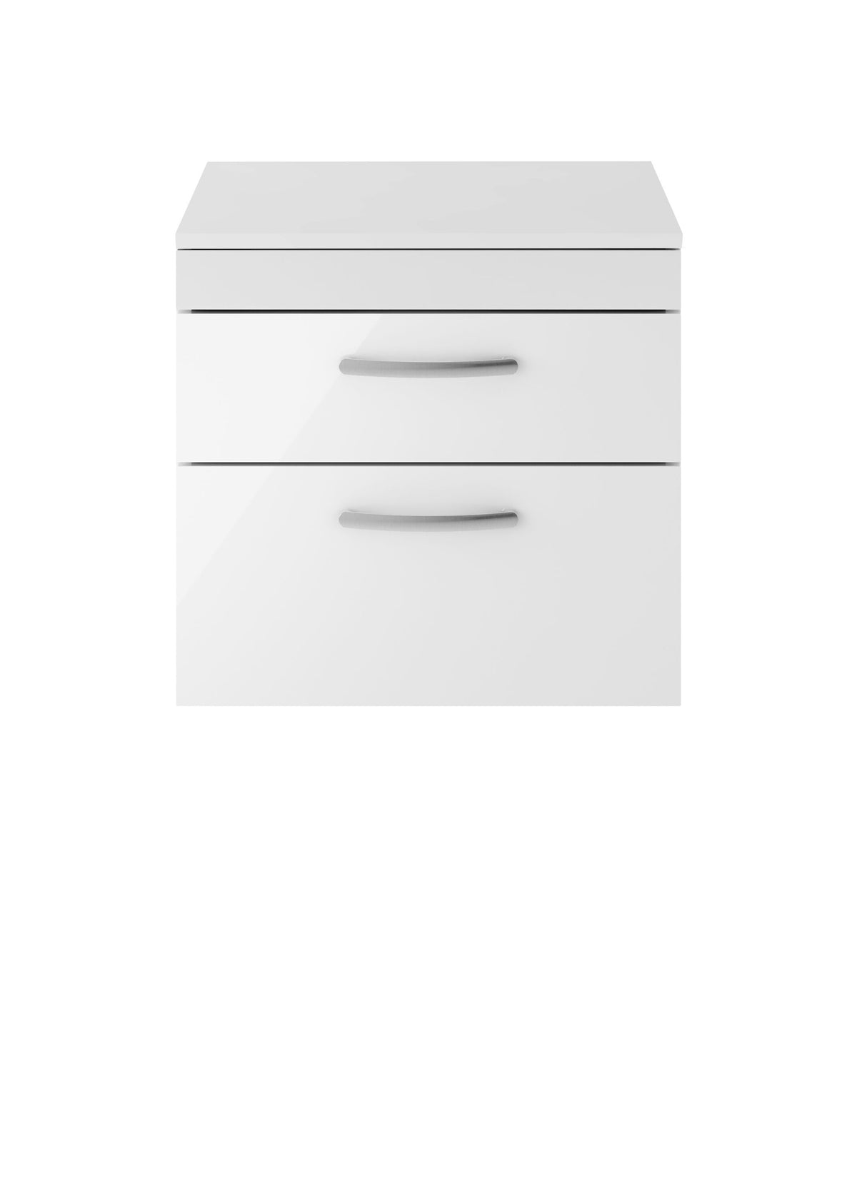 Modern Splash 600mm Gloss White 2 Drawer Wall Hung Vanity Unit With Co-ordinating Worktop