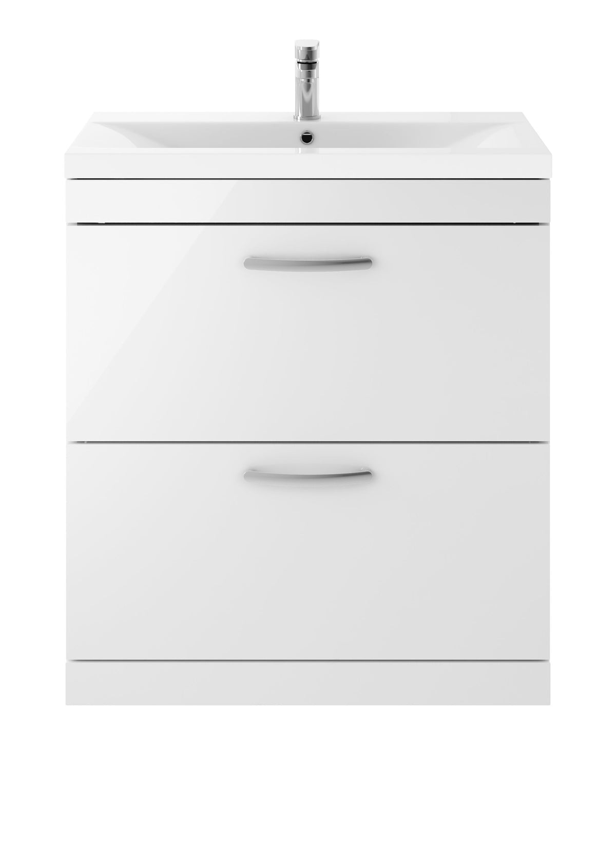 Modern Splash 800mm Gloss White 2 Drawer Floor Standing Vanity Unit With Mid-Edge Basin