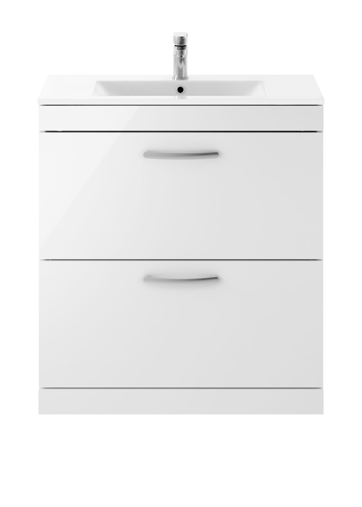 Modern Splash 800mm Gloss White 2 Drawer Floor Standing Vanity Unit With Minimalist Basin