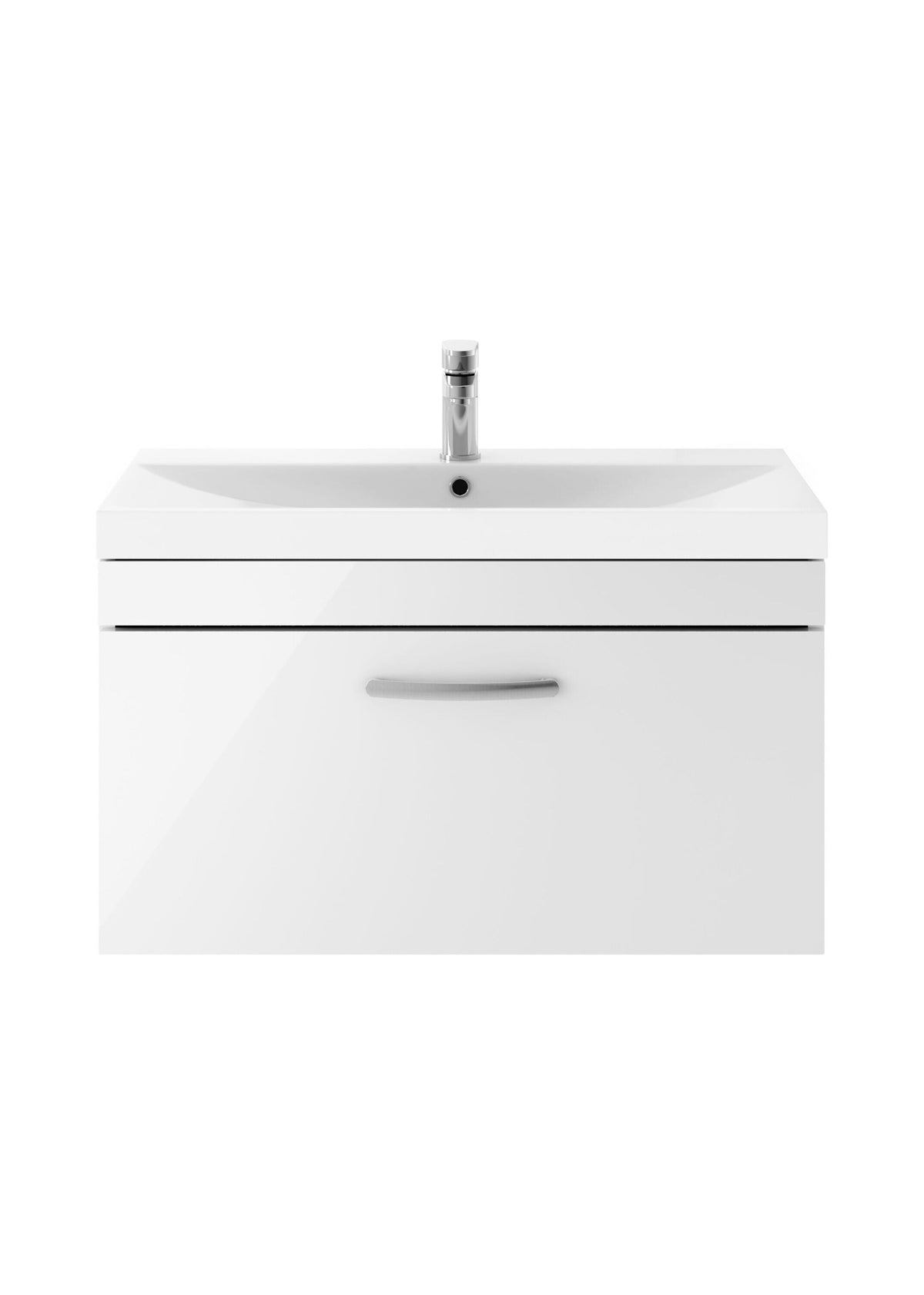 Modern Splash 800mm Gloss White 1 Drawer Wall Hung Vanity Unit With Thin Edge Basin