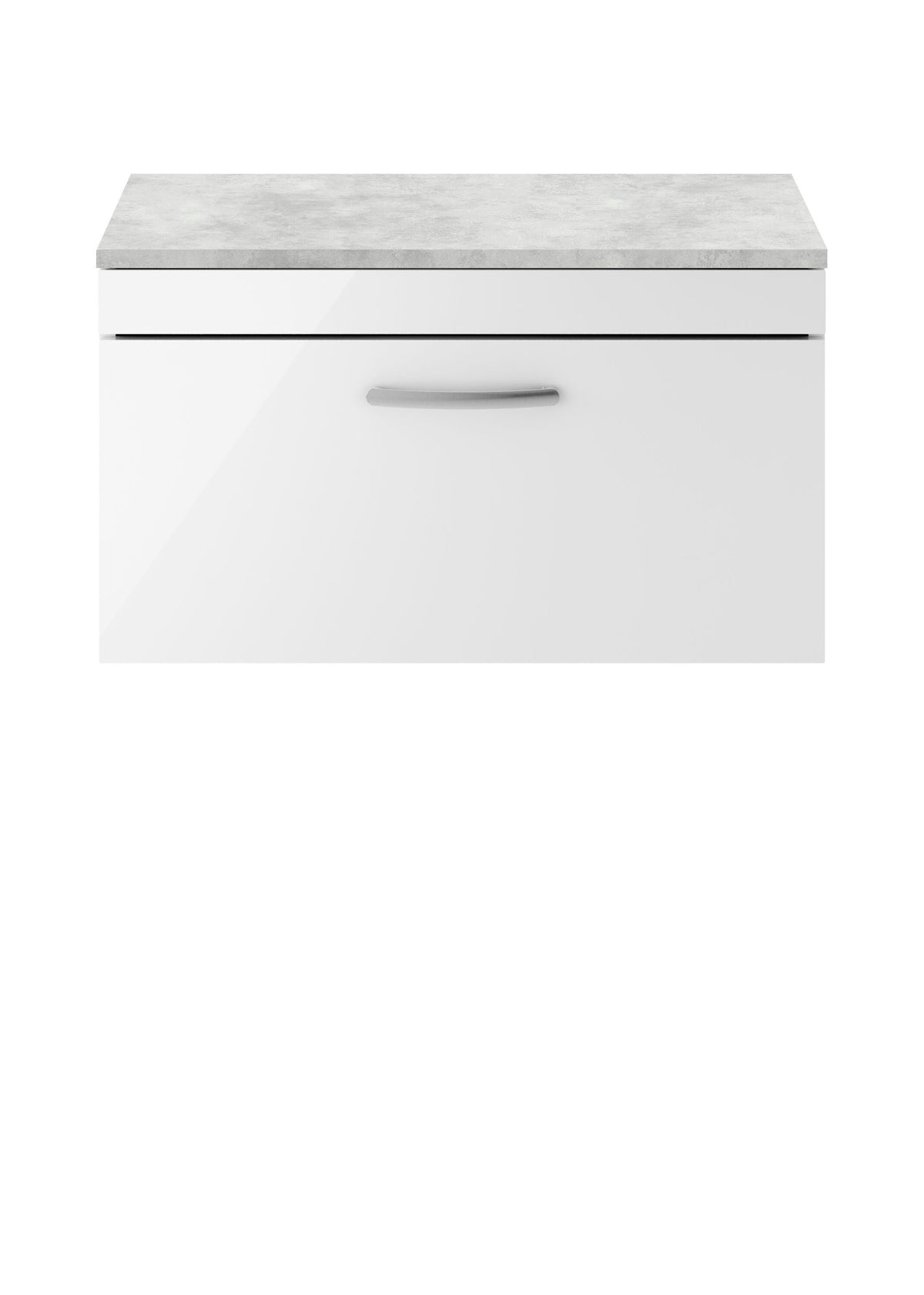 Modern Splash 800mm Gloss White Gloss White Wall Hung Vanity Unit With Bellato Grey Worktop
