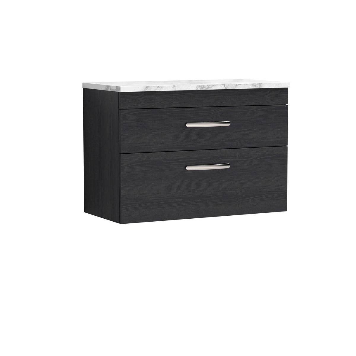 Modern Splash 800mm Charcoal Black 2 Drawer Wall Hung Vanity Unit With Carrara Laminate Worktop