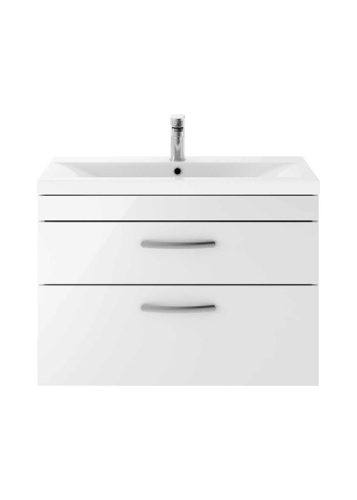 Modern Splash 800mm Gloss White 2 Drawer Wall Hung Vanity Unit With Mid-Edge Basin