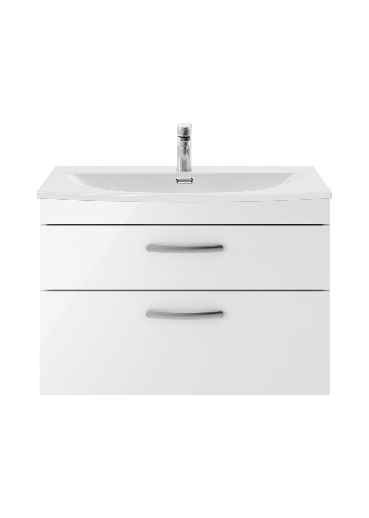Modern Splash 800mm Gloss White 2 Drawer Wall Hung Vanity Unit With Curved Basin